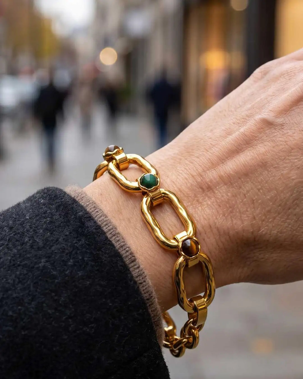BRACELET AGATE & BULL'S EYE